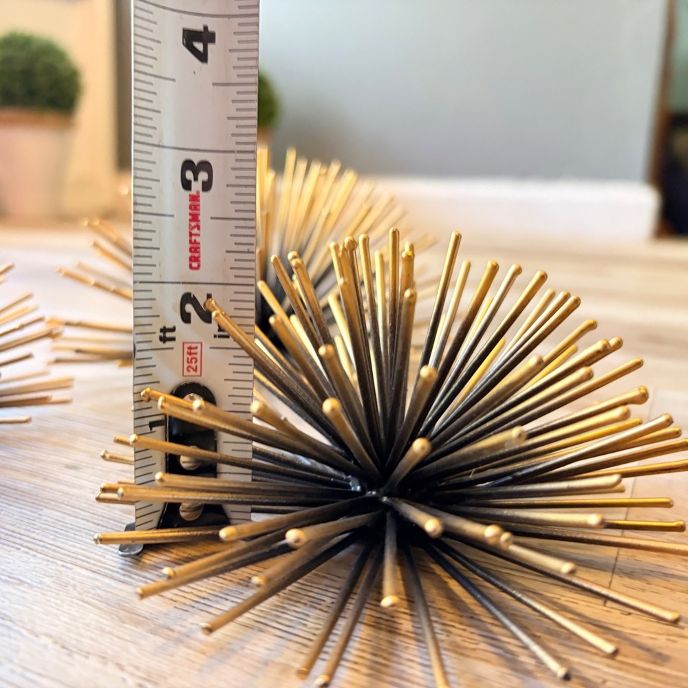 Atomic Starburst Metal Sea Urchins Wall Hangings MCM Decor Gold Black Set of 3 - Picture 13 of 16
